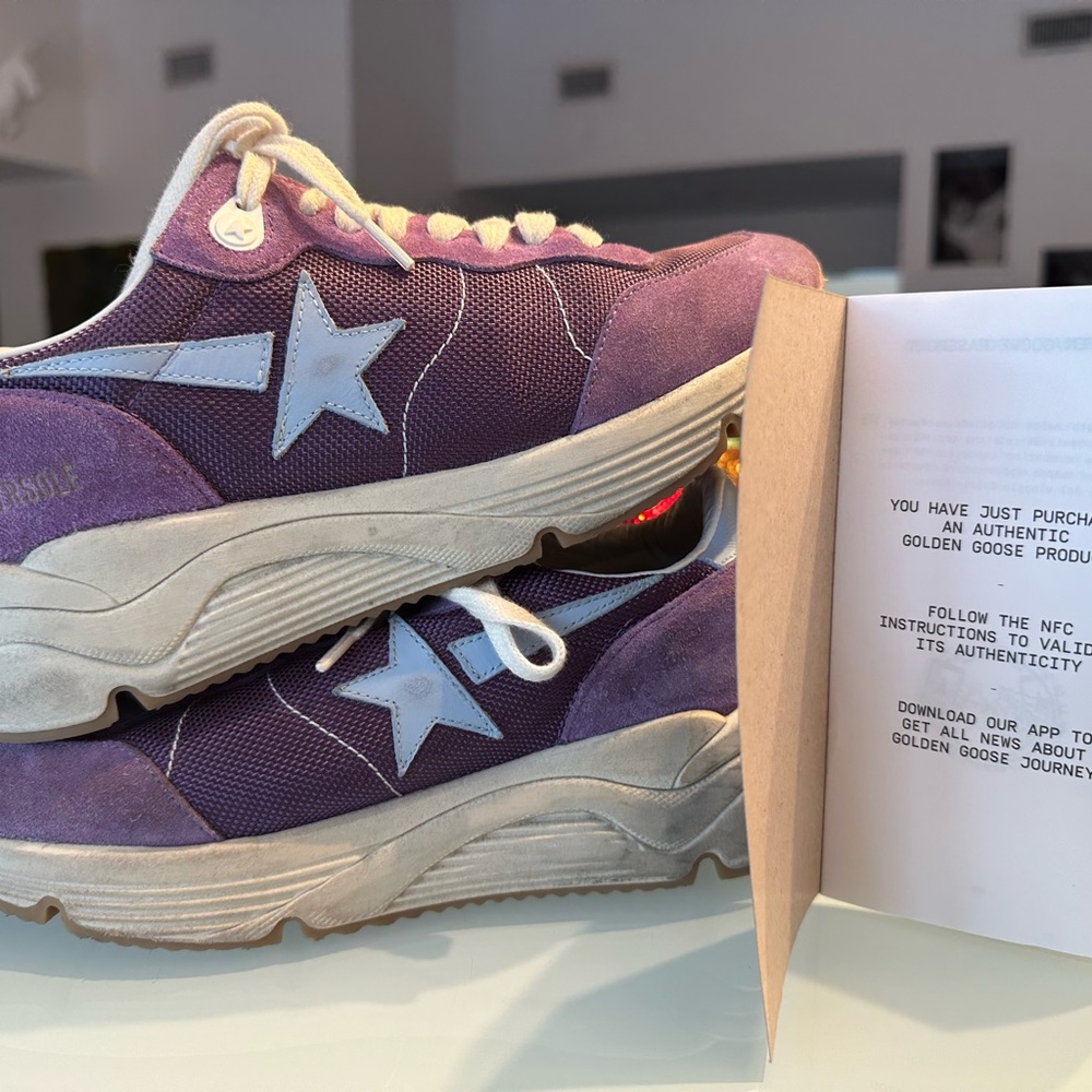 Golden Goose purple Lavender blue leather star “Running Shoe” size 7
